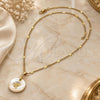 Oro Laminado Pendant Necklace, Gold Filled Style with Ivory Mother of Pearl, Polished, Golden Finish, 04.09.0025.18 (0.35 Gauge, 01 MM Thickness, 18 Inches Length)