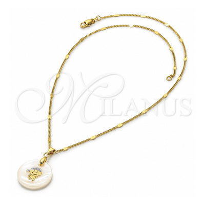 Oro Laminado Pendant Necklace, Gold Filled Style with Ivory Mother of Pearl, Polished, Golden Finish, 04.09.0025.18 (0.35 Gauge, 01 MM Thickness, 18 Inches Length)