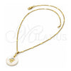 Oro Laminado Pendant Necklace, Gold Filled Style with Ivory Mother of Pearl, Polished, Golden Finish, 04.09.0025.18 (0.35 Gauge, 01 MM Thickness, 18 Inches Length)