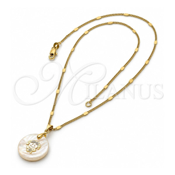 Oro Laminado Pendant Necklace, Gold Filled Style with Ivory Mother of Pearl, Polished, Golden Finish, 04.09.0027.18 (0.35 Gauge, 01 MM Thickness, 18 Inches Length)