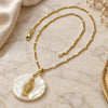 Oro Laminado Pendant Necklace, Gold Filled Style with Ivory Mother of Pearl, Polished, Golden Finish, 04.09.0034.18 (0.35 Gauge, 01 MM Thickness, 18 Inches Length)