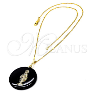 Gold Filled Necklace — Pendant Necklace with Black Opal Polished 04.09. 0.35 — main product view — SKU 105605 | Oro Laminado collar — Pendant Necklace with negro Opal pulido 04.09. 0.35 — SKU 105605