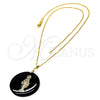 Oro Laminado Pendant Necklace, Gold Filled Style with Black Opal, Polished, Golden Finish, 04.09.0035.18 (0.35 Gauge, 01 MM Thickness, 18 Inches Length)