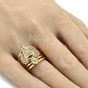 Oro Laminado Multi Stone Ring, Gold Filled Style Angel Design, with White Cubic Zirconia, Polished, Golden Finish, 01.60.0001.11 (Size 11)