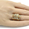 Oro Laminado Multi Stone Ring, Gold Filled Style Angel Design, with White Cubic Zirconia, Polished, Golden Finish, 01.60.0001.11 (Size 11)