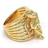 Oro Laminado Multi Stone Ring, Gold Filled Style Angel Design, with White Cubic Zirconia, Polished, Golden Finish, 01.60.0001.11 (Size 11)