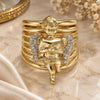 Oro Laminado Multi Stone Ring, Gold Filled Style Angel Design, with White Cubic Zirconia, Polished, Golden Finish, 01.60.0001.12 (Size 12)