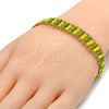 Oro Laminado Fancy Bracelet, Gold Filled Style Multicolor Resin Finish, Golden Finish, 03.60.0132.6.08 (11 MM Thickness, 8 Inches Length)