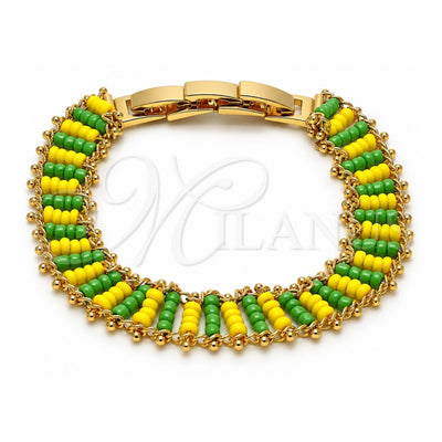 Oro Laminado Fancy Bracelet, Gold Filled Style Multicolor Resin Finish, Golden Finish, 03.60.0132.6.08 (11 MM Thickness, 8 Inches Length)