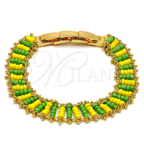 Oro Laminado Fancy Bracelet, Gold Filled Style Multicolor Resin Finish, Golden Finish, 03.60.0132.6.08 (11 MM Thickness, 8 Inches Length)