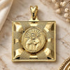 Oro Laminado Religious Pendant, Gold Filled Style Guadalupe Design, Polished, Golden Finish, 05.09.0030