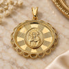Oro Laminado Religious Pendant, Gold Filled Style Guadalupe Design, Matte Finish, Golden Finish, 05.09.0034