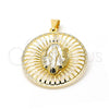 Oro Laminado Religious Pendant, Gold Filled Style San Benito Design, Polished, Golden Finish, 05.09.0035
