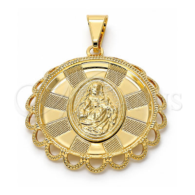 Oro Laminado Religious Pendant, Gold Filled Style Sagrado Corazon de Maria Design, Matte Finish, Golden Finish, 05.09.0036