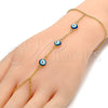 Oro Laminado Fancy Bracelet, Gold Filled Style Evil Eye and Rolo Design, Blue Enamel Finish, Golden Finish, 03.60.0144.08 (02 MM Thickness, 8 Inches Length)