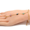 Oro Laminado Fancy Bracelet, Gold Filled Style Evil Eye and Rolo Design, Multicolor Enamel Finish, Golden Finish, 03.60.0144.1.08 (02 MM Thickness, 8 Inches Length)