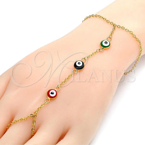 Gold Filled Bracelet — Fancy Bracelet Evil Eye and Rolo Design Multicolor — main product view — SKU 105683 | Oro Laminado brazalete — elegante Bracelet Evil Eye and Rolo diseño Multicolor — SKU 105683