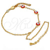 Oro Laminado Fancy Bracelet, Gold Filled Style Evil Eye and Rolo Design, Red Enamel Finish, Golden Finish, 03.60.0144.2.08 (02 MM Thickness, 8 Inches Length)
