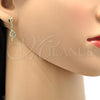 Oro Laminado Dangle Earring, Gold Filled Style Heart Design, with White Crystal, Polished, Golden Finish, 02.63.2489
