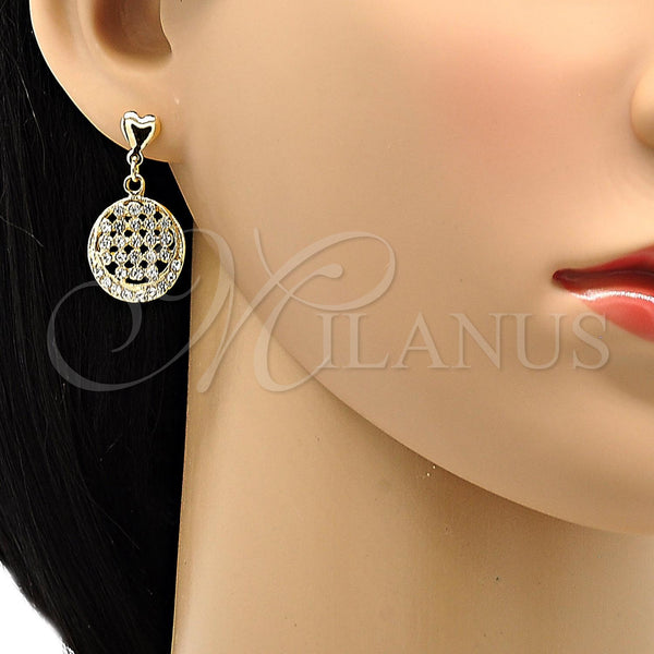 Gold Filled Ring — Dangle Earring Heart Design with White Crystal Polished — alternate product view — SKU 105690 | Oro Laminado anillo — Dangle Earring corazón diseño with cristal blanco pulido — SKU 105690