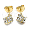 Oro Laminado Stud Earring, Gold Filled Style with White Crystal, Polished, Golden Finish, 02.63.2496 *PROMO*