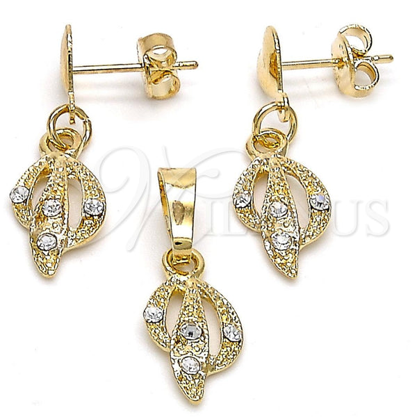 Gold Filled Ring — Earring and Pendant Adult Set with White Crystal — main product view — SKU 105701 | Oro Laminado anillo — Earring and Pendant Adult Set with cristal blanco — SKU 105701