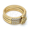Oro Laminado Multi Stone Ring, Gold Filled Style Butterfly and Triple Design, with White Micro Pave and White Cubic Zirconia, Polished, Golden Finish, 01.100.0005.07 (Size 7)