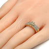 Oro Laminado Multi Stone Ring, Gold Filled Style Butterfly and Triple Design, with White Micro Pave and White Cubic Zirconia, Polished, Golden Finish, 01.100.0005.08 (Size 8)