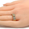 Oro Laminado Multi Stone Ring, Gold Filled Style Butterfly and Triple Design, with White Micro Pave and White Cubic Zirconia, Polished, Golden Finish, 01.100.0005.08 (Size 8)