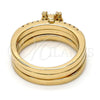 Oro Laminado Multi Stone Ring, Gold Filled Style Butterfly and Triple Design, with White Micro Pave and White Cubic Zirconia, Polished, Golden Finish, 01.100.0005.08 (Size 8)