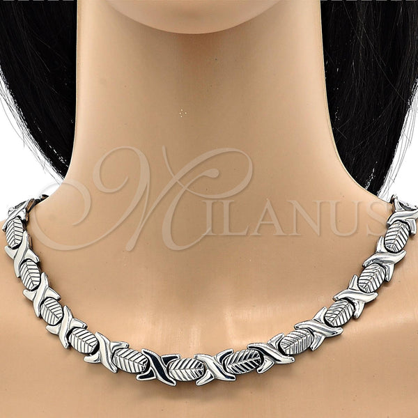 Stainless Steel Bracelet — Necklace and Bracelet Hugs and Kisses and Leaf — alternate product view — SKU 105716 | Acero Inoxidable brazalete — Necklace and Bracelet Hugs and Kisses and Leaf — SKU 105716