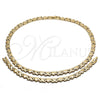 Stainless Steel Necklace and Bracelet, Hugs and Kisses and Heart Design, Polished, Golden Finish, 06.231.0004.2