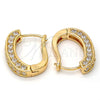 Oro Laminado Huggie Hoop, Gold Filled Style with White Cubic Zirconia, Polished, Golden Finish, 02.217.0024.15