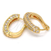 Oro Laminado Huggie Hoop, Gold Filled Style with White Cubic Zirconia, Polished, Golden Finish, 02.217.0024.15
