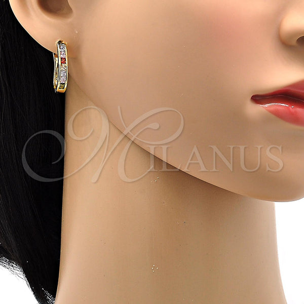 Gold Filled Hoop Earrings — Huggie Hoop with Multicolor Cubic Zirconia Polished 02. — alternate product view — SKU 105798 | Oro Laminado aretes de aro — Huggie Hoop with Multicolor Cubic Zirconia pulido 02. — SKU 105798