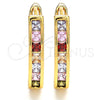 Oro Laminado Huggie Hoop, Gold Filled Style with Multicolor Cubic Zirconia, Polished, Golden Finish, 02.237.0009.15