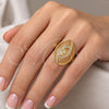 Oro Laminado Multi Stone Ring, Gold Filled Style with White Crystal, Polished, Golden Finish, 01.118.0027.07 (Size 7)