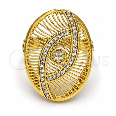 Oro Laminado Multi Stone Ring, Gold Filled Style with White Crystal, Polished, Golden Finish, 01.118.0027.07 (Size 7)