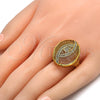 Oro Laminado Multi Stone Ring, Gold Filled Style with White Crystal, Polished, Golden Finish, 01.118.0027.08 (Size 8)