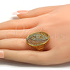 Oro Laminado Multi Stone Ring, Gold Filled Style with White Crystal, Polished, Golden Finish, 01.118.0027.08 (Size 8)