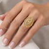 Oro Laminado Multi Stone Ring, Gold Filled Style with White Crystal, Polished, Golden Finish, 01.118.0027.09 (Size 9)