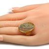 Oro Laminado Multi Stone Ring, Gold Filled Style with White Crystal, Polished, Golden Finish, 01.118.0027.09 (Size 9)