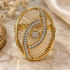 Oro Laminado Multi Stone Ring, Gold Filled Style with White Crystal, Polished, Golden Finish, 01.118.0027.09 (Size 9)