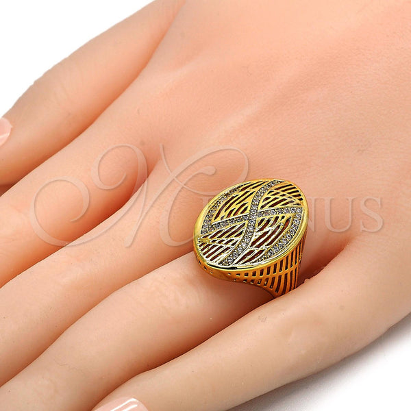 Gold Filled Ring — Multi Stone Ring with White Crystal Polished 01. — alternate product view — SKU 105804 | Oro Laminado anillo — Multi Stone Ring with cristal blanco pulido 01. — SKU 105804