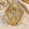 Oro Laminado Multi Stone Ring, Gold Filled Style with White Crystal, Polished, Golden Finish, 01.118.0028.07 (Size 7)