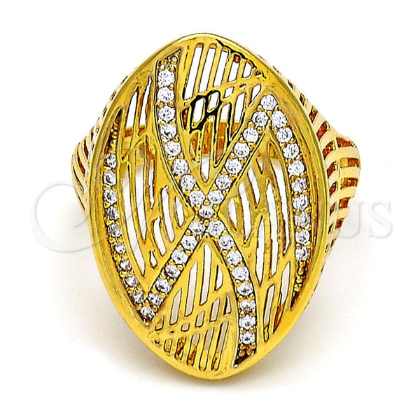 Gold Filled Ring — Multi Stone Ring with White Crystal Polished 01. — main product view — SKU 105804 | Oro Laminado anillo — Multi Stone Ring with cristal blanco pulido 01. — SKU 105804