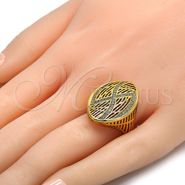Gold Filled Ring — Multi Stone Ring with White Crystal Polished 01. — alternate product view — SKU 105805 | Oro Laminado anillo — Multi Stone Ring with cristal blanco pulido 01. — SKU 105805