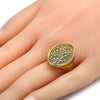 Oro Laminado Multi Stone Ring, Gold Filled Style with White Crystal, Polished, Golden Finish, 01.118.0028.08 (Size 8)