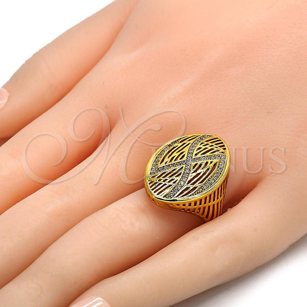 Gold Filled Ring — Multi Stone Ring with White Crystal Polished 01. — alternate product view — SKU 105806 | Oro Laminado anillo — Multi Stone Ring with cristal blanco pulido 01. — SKU 105806