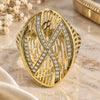 Oro Laminado Multi Stone Ring, Gold Filled Style with White Crystal, Polished, Golden Finish, 01.118.0028.09 (Size 9)